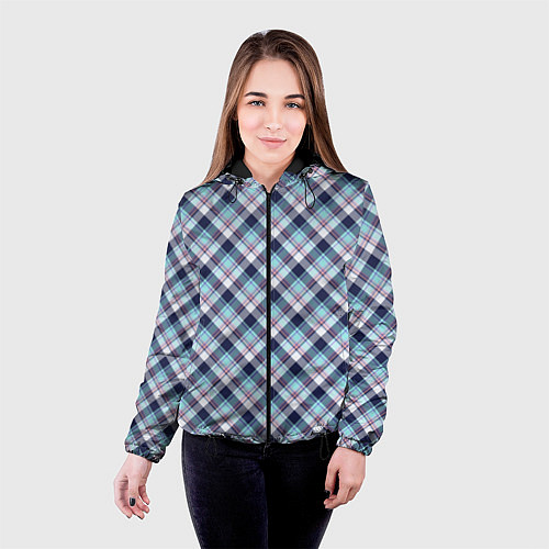 Женская куртка Текстура в клетку / 3D-Черный – фото 4