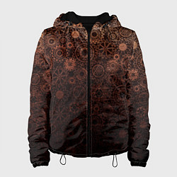 Куртка с капюшоном женская Шестеренки, цвет: 3D-черный