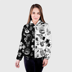 Куртка с капюшоном женская КРОВОСТОК ТАТУИРОВКИ ЧБ, цвет: 3D-белый — фото 2