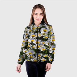 Куртка с капюшоном женская Ромашки, цвет: 3D-черный — фото 2