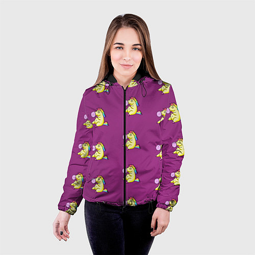 Женская куртка Фиолетовые пони / 3D-Черный – фото 4
