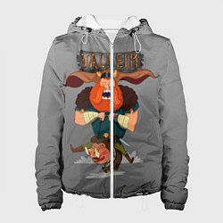 Куртка с капюшоном женская Valheim викинг на свине, цвет: 3D-белый