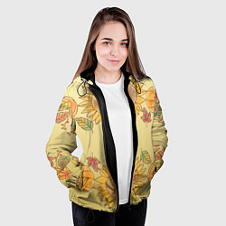 Куртка с капюшоном женская Подсолнухи тыквы, цвет: 3D-черный — фото 2