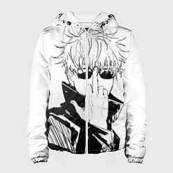 Куртка с капюшоном женская Магическая битва Годжо, цвет: 3D-белый