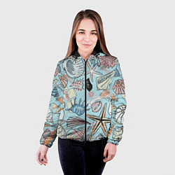 Куртка с капюшоном женская Морские обитатели, цвет: 3D-черный — фото 2