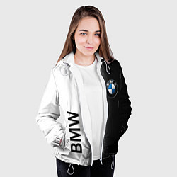 Куртка с капюшоном женская Black and White BMW, цвет: 3D-белый — фото 2
