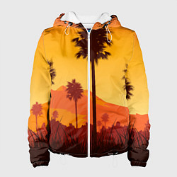 Куртка с капюшоном женская Лето, Пальмы, вечер, цвет: 3D-белый