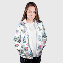 Куртка с капюшоном женская Весенние акварельные цветы, цвет: 3D-белый — фото 2