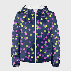 Куртка с капюшоном женская Абстракция-3 Горох, цвет: 3D-белый