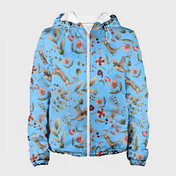 Куртка с капюшоном женская Кролик и Синичка, цвет: 3D-белый