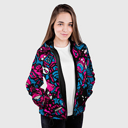 Куртка с капюшоном женская Мультяшные кислотные картинки, цвет: 3D-черный — фото 2