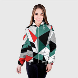 Куртка с капюшоном женская Абстрактный геометрический, цвет: 3D-белый — фото 2