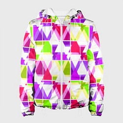 Куртка с капюшоном женская Абстрактный яркий узор, цвет: 3D-белый