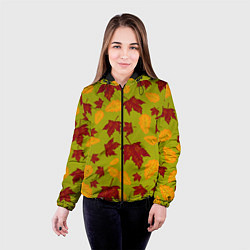 Куртка с капюшоном женская Осенние листья клён и дуб, цвет: 3D-черный — фото 2