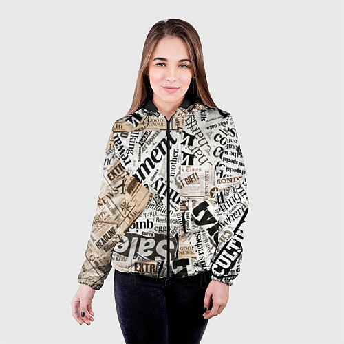 Женская куртка Газета / 3D-Черный – фото 4