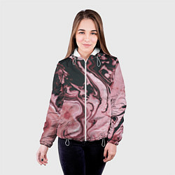 Куртка с капюшоном женская Розовые Разводы С черными, цвет: 3D-белый — фото 2