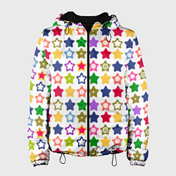 Куртка с капюшоном женская Разноцветные звездочки, цвет: 3D-черный