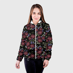 Куртка с капюшоном женская Цветочная мозаика, цвет: 3D-белый — фото 2