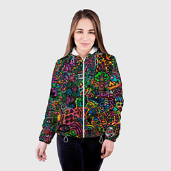 Куртка с капюшоном женская Кислотные узоры психоделика, цвет: 3D-белый — фото 2
