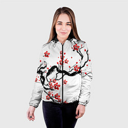 Куртка с капюшоном женская САКУРА ЦВЕТЁТ И БЛАГАУХАЕТ, цвет: 3D-черный — фото 2
