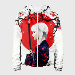 Куртка с капюшоном женская НАД ВЕТВЯМИ САКУРЫ, цвет: 3D-белый