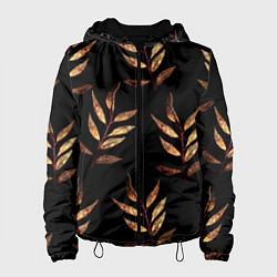 Куртка с капюшоном женская Золотисто-красные листья, цвет: 3D-черный