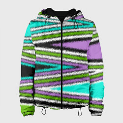 Куртка с капюшоном женская Абстрактный асимметричный, цвет: 3D-черный