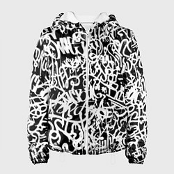 Куртка с капюшоном женская Graffiti white on black, цвет: 3D-белый