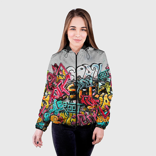 Женская куртка Graffiti on the wall / 3D-Черный – фото 4