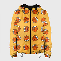 Куртка с капюшоном женская Тигры паттерн, цвет: 3D-черный