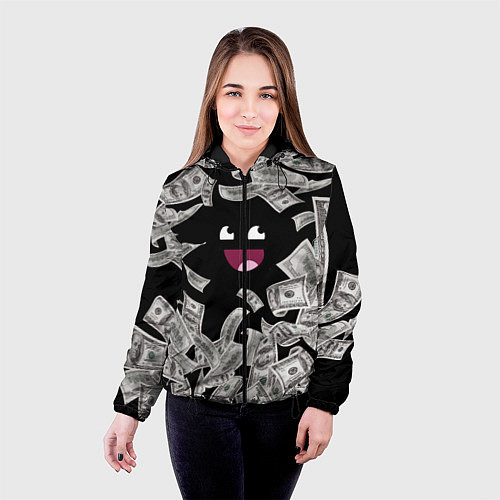 Женская куртка Деньги и купюры смайл / 3D-Черный – фото 4