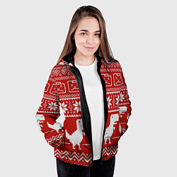 Куртка с капюшоном женская Новогодний гугл, цвет: 3D-черный — фото 2