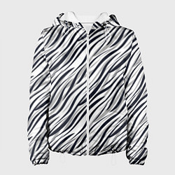Куртка с капюшоном женская Черно-белый полосатый тигровый, цвет: 3D-белый