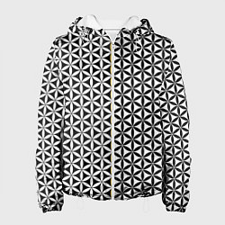 Куртка с капюшоном женская Цветок Жизни чёрно-белый, цвет: 3D-белый