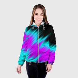 Куртка с капюшоном женская НЕОНОВЫЕ ПОЛОСЫ И НИЧЕГО ЛИШНЕГО NEON STRIPES, цвет: 3D-белый — фото 2