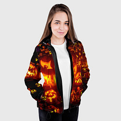 Куртка с капюшоном женская Тыквы на Хэллоуин, цвет: 3D-черный — фото 2
