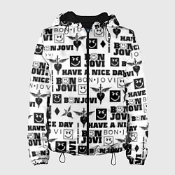 Куртка с капюшоном женская BON JOVI ЛОГОБОМБИНГ БОН ДЖОВИ ПАТТЕРН, цвет: 3D-черный