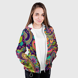 Куртка с капюшоном женская Яркий красочный узор, цвет: 3D-белый — фото 2