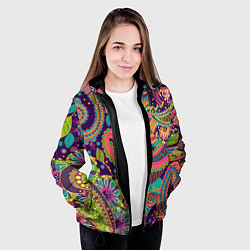 Куртка с капюшоном женская Яркий красочный узор, цвет: 3D-черный — фото 2