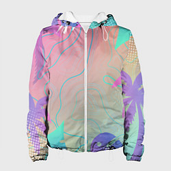 Куртка с капюшоном женская Palm-trees Тропики, цвет: 3D-белый