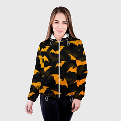 Куртка с капюшоном женская ЛЕТУЧИЕ МЫШИ НОЧЬ ХЕЛЛОУИН HALLOWEEN NIGHT BATS, цвет: 3D-белый — фото 2