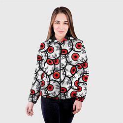 Куртка с капюшоном женская HALLOWEEN EYES ХЕЛЛОУИН ГЛАЗА, цвет: 3D-черный — фото 2