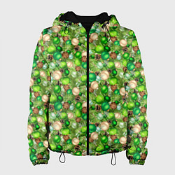 Куртка с капюшоном женская Новогодние Игрушки украшения, цвет: 3D-черный