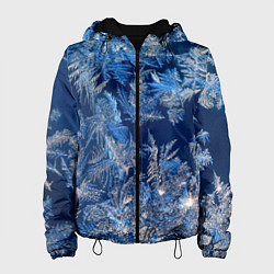 Куртка с капюшоном женская Снежинки макро snowflakes macro, цвет: 3D-черный