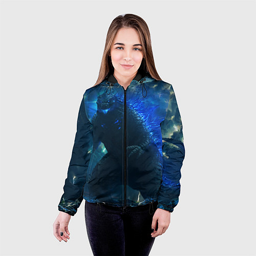 Женская куртка ГОДЗИЛЛА В МОРЕ / 3D-Черный – фото 4