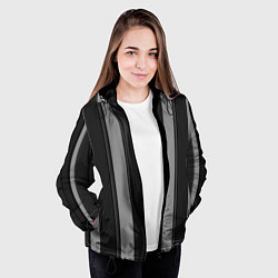 Куртка с капюшоном женская Ретро полосы, цвет: 3D-черный — фото 2