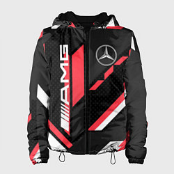 Куртка с капюшоном женская MERCEDES-BENZ AMG GEOMETRY STRIPES RED, цвет: 3D-черный