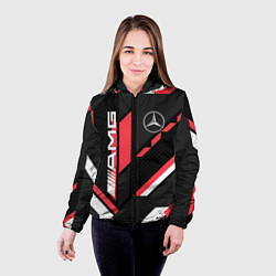 Куртка с капюшоном женская MERCEDES-BENZ AMG GEOMETRY STRIPES RED, цвет: 3D-черный — фото 2
