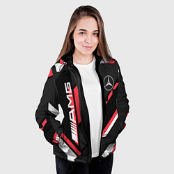Куртка с капюшоном женская MERCEDES-BENZ AMG GEOMETRY STRIPES RED, цвет: 3D-черный — фото 2