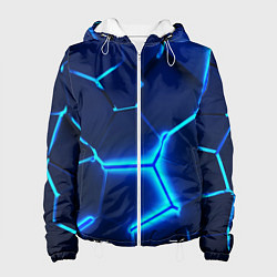 Куртка с капюшоном женская 3D ПЛИТЫ NEON STEEL НЕОНОВЫЕ ПЛИТЫ, цвет: 3D-белый
